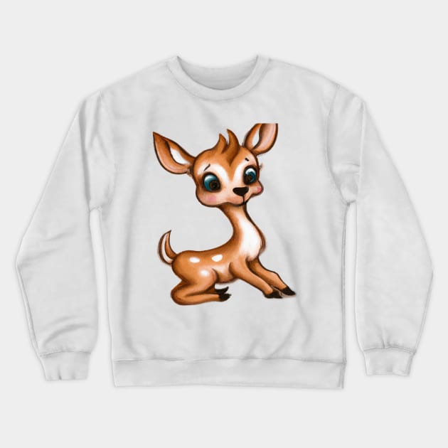 Cute Deer Drawing Crewneck Sweatshirt by Play Zoo